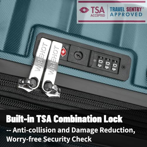 Lightweight Luggage with Spinner Wheels & YKK Zipper, 3-Piece Travel Suitcase ABS+PC Hardshell Luggage Set with TSA Lock, Light Avocado Green (20+24+28 inch)