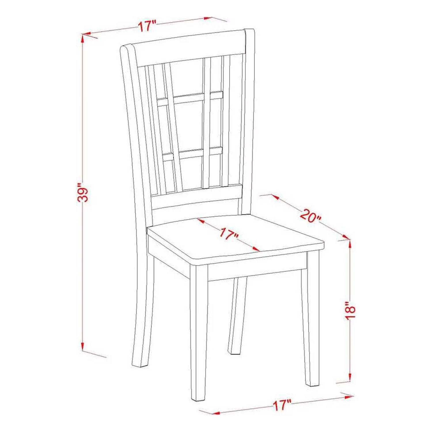 East West Furniture 3-Piece Dining Table Set Include a Round Dining Table and 2 Wooden Chairs with Slatted Back - Black Finish
