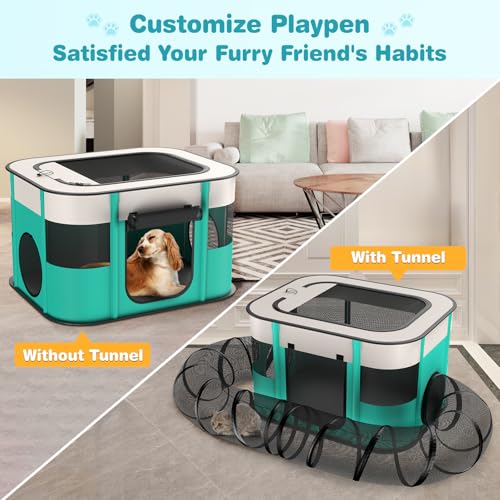 Upgrade Outdoor Cat Enclosure, Outdoor Cat Playpen Enclosed, Portable Catio Cat Tent with Tunnel for Indoor Cats Small Animals and Puppy