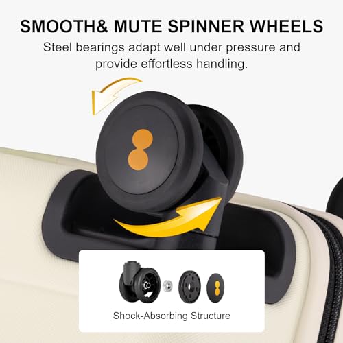 LEVEL8 Hard Shell Carry on Luggage Airline Approved, Carry-on Suitcases with Wheels, Lightweight Luminous Textured Hardside Travel Bag with Tsa Lock, 20 Inch, Black