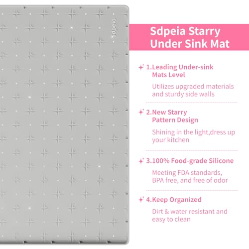 Under Sink Organizer Waterproof Under Sink Mat for Kitchen and Bathroom - Protects Cabinets from Leaks 22 x 14 inches Shelf Liner Feeding Mat Litter Mat(Grey)