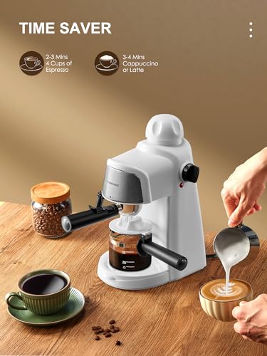 Espresso Machine, 3.5Bar Espresso and Cappuccino Machine with Fast Heating Function, 1-4 Cups Coffee Maker with Milk Frothing Function and Steam Wand (Red)