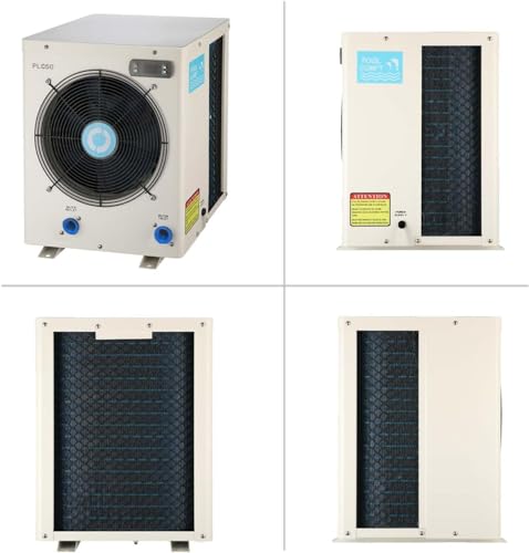 Above Ground Pool Heater EU50, Max 16184BTU Up to 5000gallons Electric Swimming Pool Heat Pumps, Titanium Heat Exchanger, 5.62 COP, 110V/120V, Fits 8/11/15 Foot Pools Heating Pool Warmer