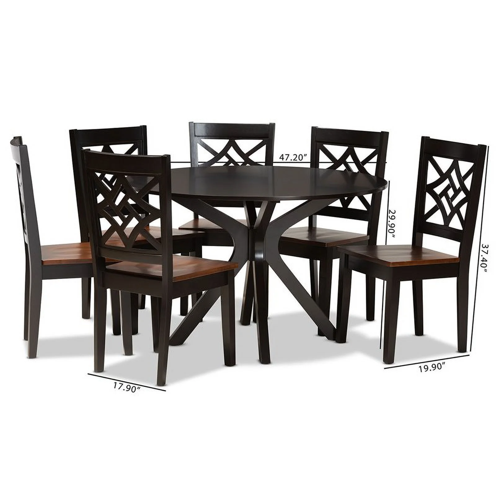 Bowery Hill Brown and Walnut Brown Finished Wood 7-Piece Dining Set