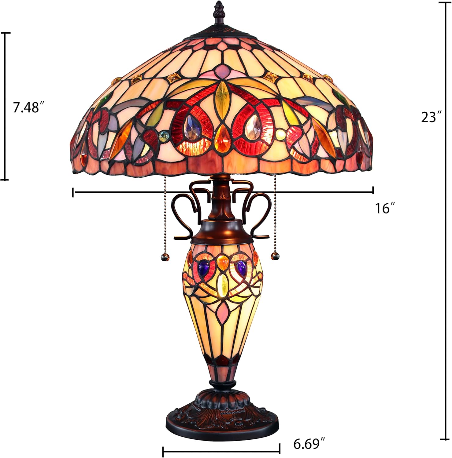 Chloe Lighting SERENITY Tiffany-style Dark Bronze 3 Light Double Lit Table Lamp 16