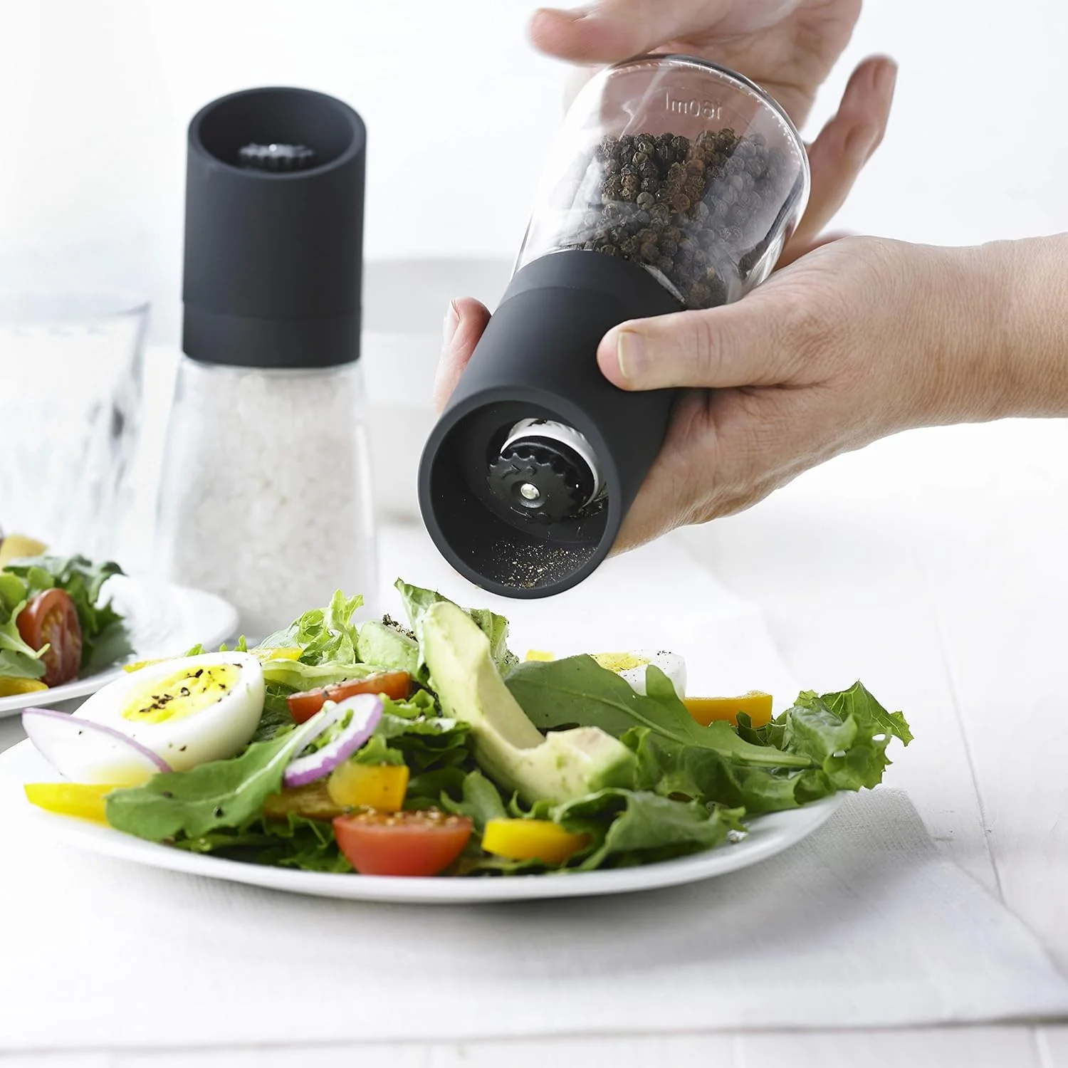 Maison Glass And Black 6 Inch Ceramic Grinder And Salt Mill, 6