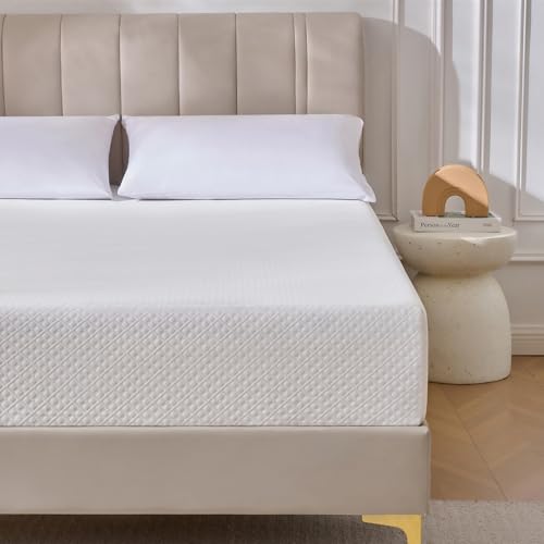 Rolanstar Twin Mattress with Waterproof Mattress Protector, 8 Inch Gel Memory Foam Mattresses in a Box, Fiberglass Free, Breathable for Cool Sleep & Comfy Support, CertiPUR-US Certified, White