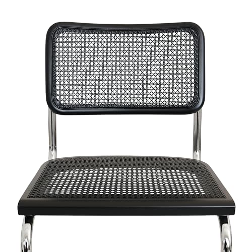 Breuer Chair Company Marcel Breuer Cesca Cane Cantilever Side Chair w/Chrome Steel Frame Walnut Wood & Natural Cane