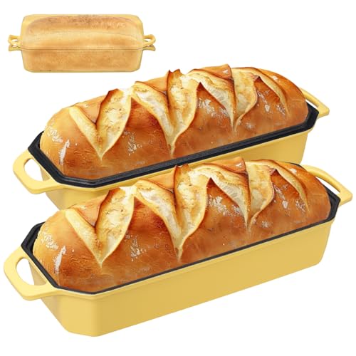 Bread Pan Cast Iron Loaf Pan with Lid Bread Loaf Pan 9x5 Inch Loaf Pan Enameled Cast Iron Sourdough Loaf Pan, DarkCyan