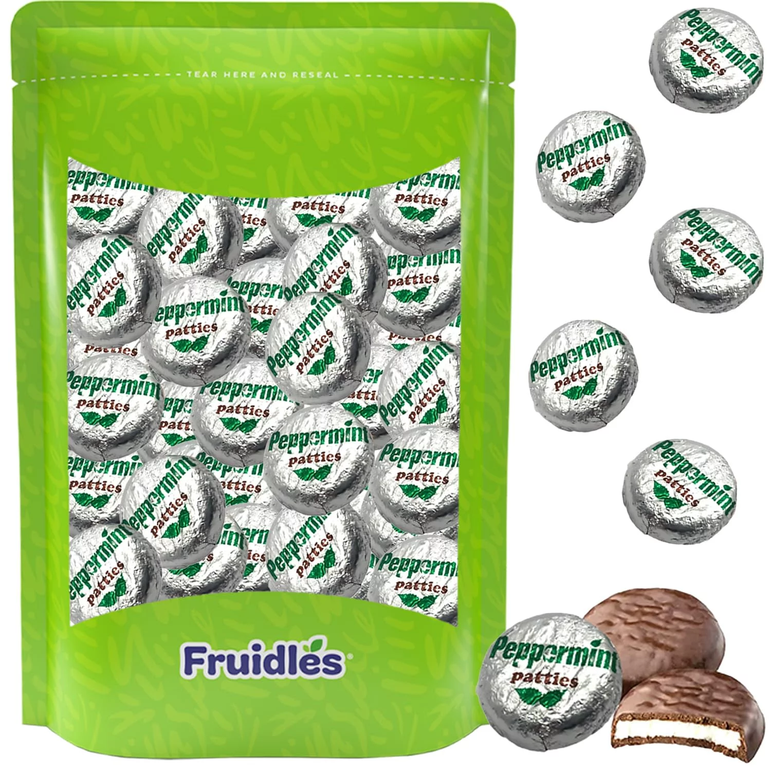 Rich Peppermint Patties Party Bag Fillers, Individually Wrapped Silver Foils, Kosher Certified Dairy (2 Pounds)