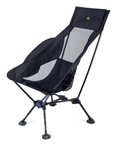 iClimb Ultralight Compact Camping Folding Beach Chair with Anti-Sinking Large Feet