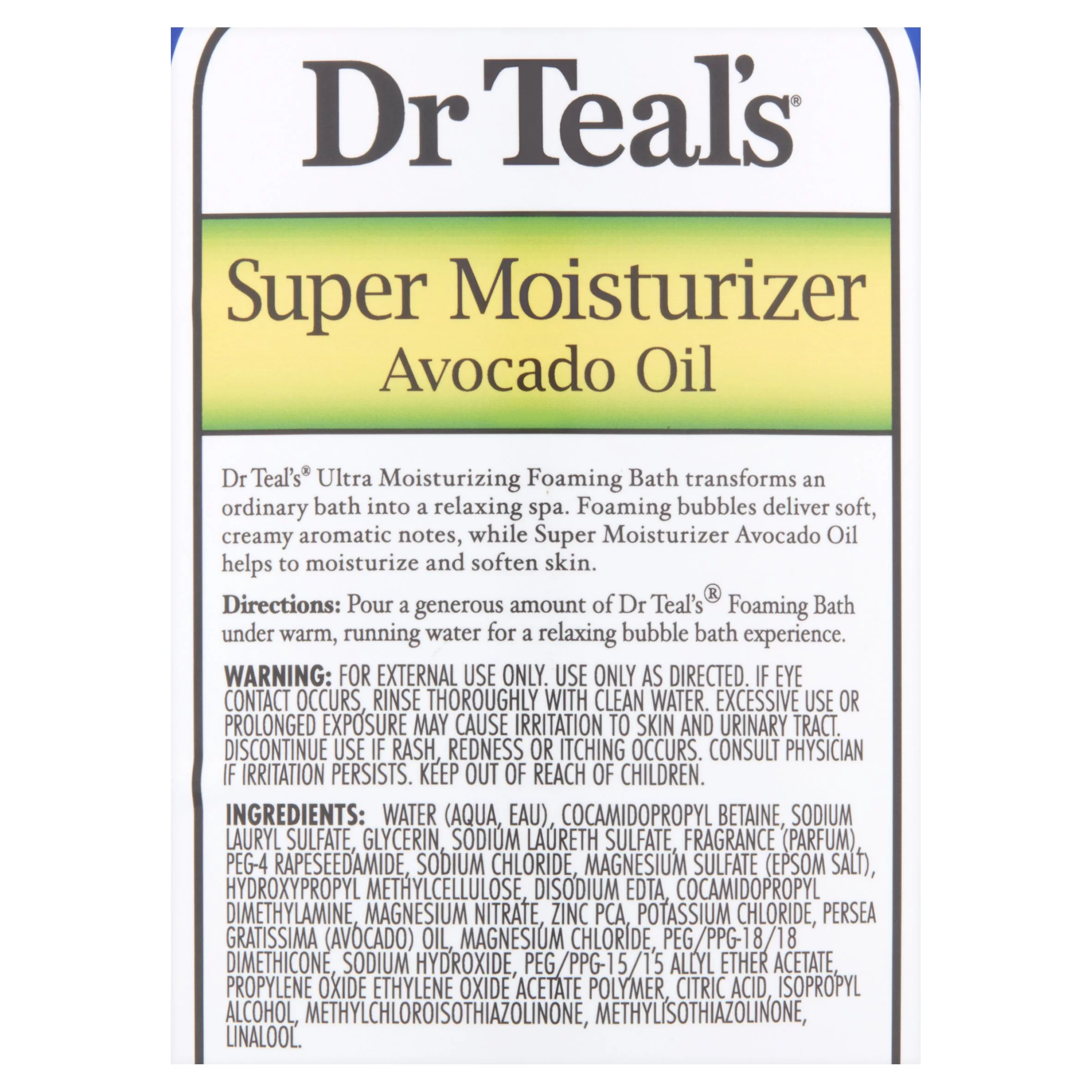 Dr Teal's Super Moisturizer Foaming Bubble Bath with Avocado Oil, 34 fl.oz.