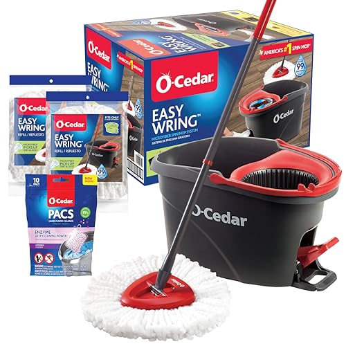 O-Cedar EasyWring Spin Mop & Bucket System +2 Power Refills, 1 CT