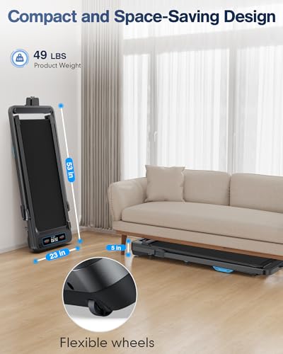 Incline Walking Pad Treadmill: [Voice Controlled] 2 in 1 Smart Treadmill with 300lbs Capacity Compatible with Wellfit Kinomap ZWIFT APP - 2.5HP Quiet Treadmill with Console Remote Control