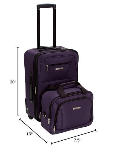 Rockland Fashion Softside Upright Luggage Set, Expandable, Kensington, Black and White, 2-Piece(14/19)