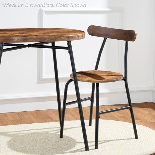 Best Choice Products 3-Piece Modern Oval Dining Table Set, Small Kitchen Dinette w/ 2 Chairs, Metal Frame, Curved Backrests - Dark Brown/Black