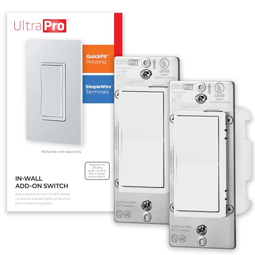 UltraPro 700 Series Add-On Switch QuickFit and SimpleWire, in-Wall White Rocker Paddle Only, Z-Wave ZigBee Wireless Smart Lighting Controls, NOT A STANDALONE Switch, 2 Pack, 68899
