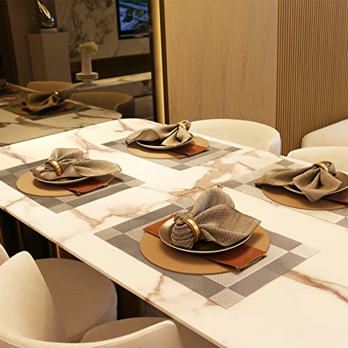 Placemats Set of 6, Table Placemats Heat Resistant Woven Placemats Washable PVC Place Mats Woven Vinyl Placemats Non-Slip Stain Resistant Kitchen Table Placemats Easy to Clean…