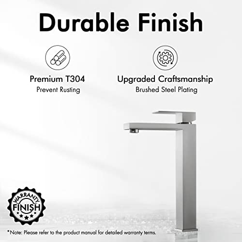 KES Vessel Sink Faucet, Black Bathroom Faucets, Tall Bathroom Faucets with Sink Drain with Overflow, L3156BLFF12-BK-C1