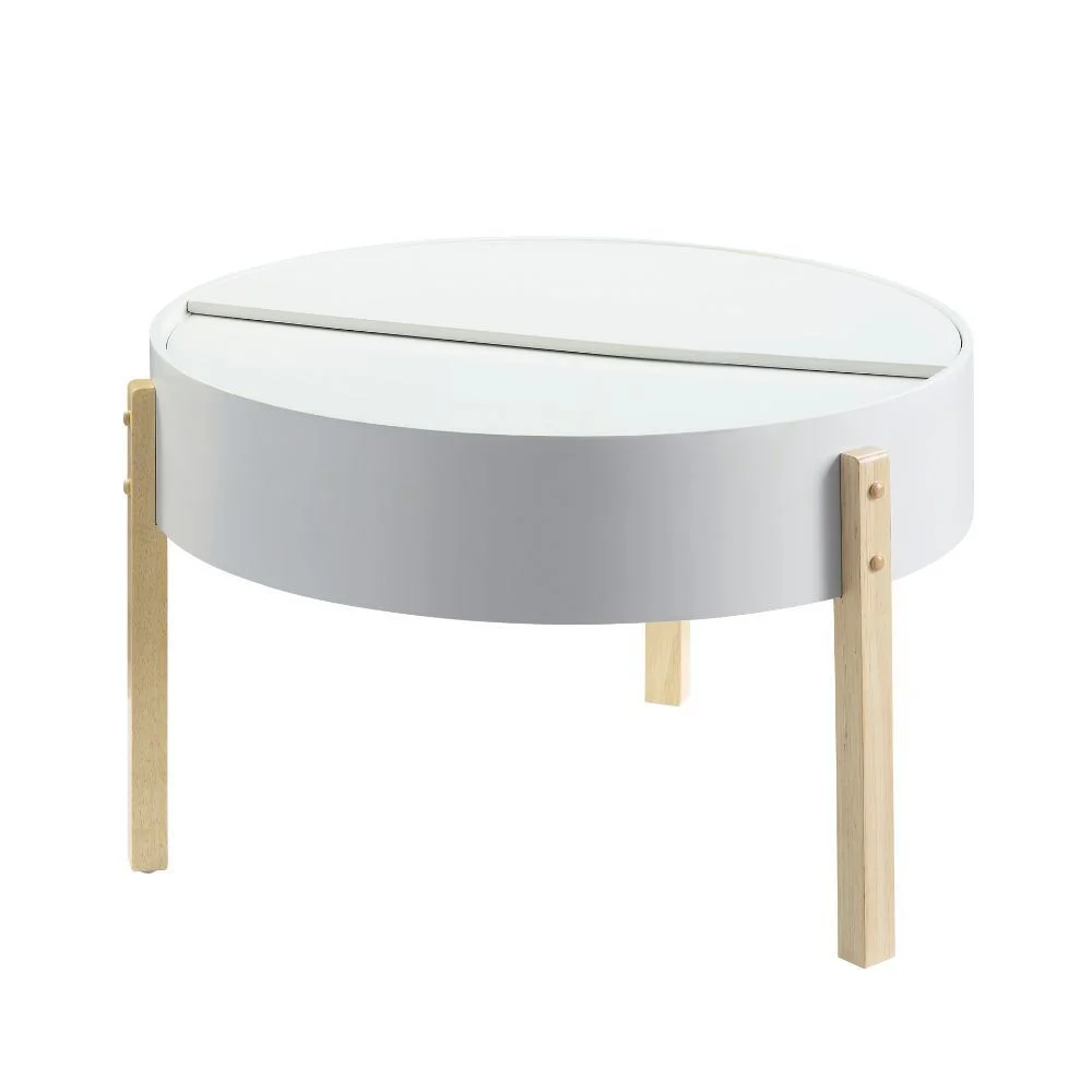Coffee Table; White & Natural