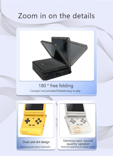 Powkiddy V90S Retro Handheld Console - 10,000+ Preloaded Games, Foldable Clamshell Design, 3.5