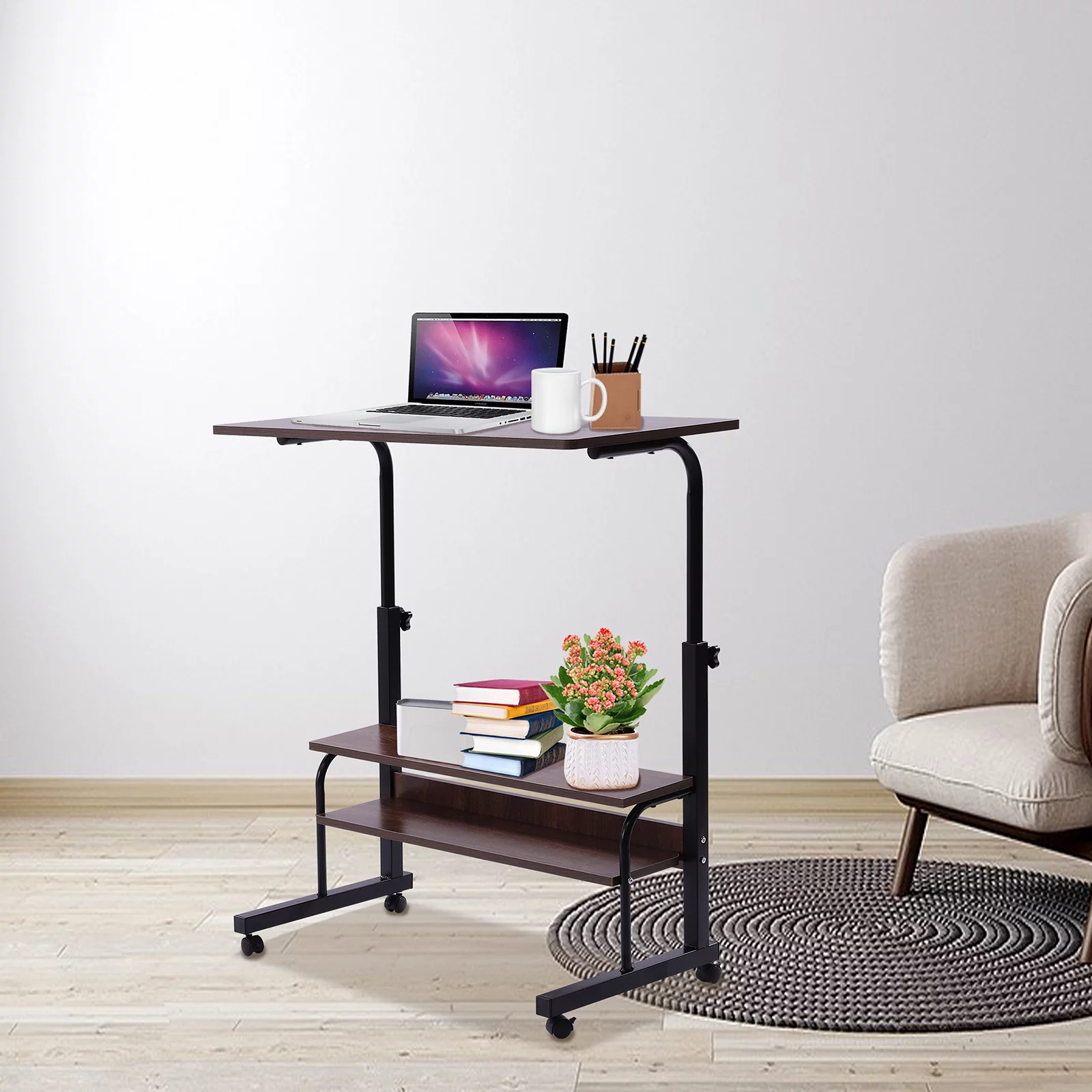 TOOL1SHOoo Movable Computer Table Height Adjustable Sofa Side Table Retro
