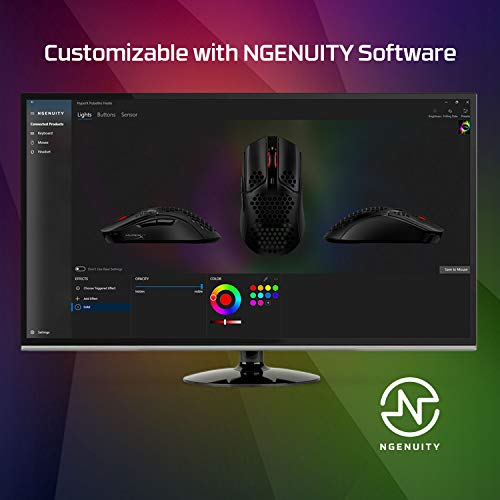 HyperX Pulsefire Haste – Wireless Gaming Mouse – Ultra Lightweight, 61g, 100 Hour Battery Life, 2.4Ghz Wireless, Honeycomb Shell, Hex Design, Up to 16000 DPI, 6 Programmable Buttons – Black, 4P5D7AA