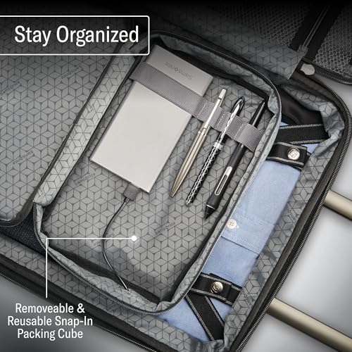 Samsonite Carry-On Pro Front Pocket Hardside Expandable 21-Inch Octiv Luggage: Durable & Impact Resistant, 360° Aero Trac Spinner Wheels, Adjustable Telescopic Handle, TSA Approved Lock - Silver