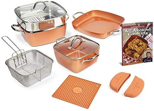 Copper Chef Non-Stick Cookware Set, Caseserole Pots, Pans, and Accessories - 12-Piece Set