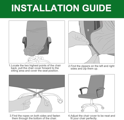 Printed Office Chair Cover Stretch Computer Chair Slipcover Universal Desk Rotating Chair Cover with Zipper Boss Chair Covers Office Chair Seat Cover Armchair Cover Slipcovers,M, 24