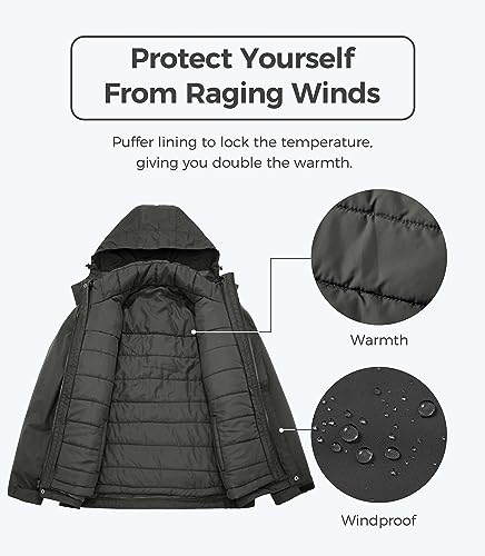 wantdo Men's Warm Winter Down Jacket Hooded Winter Coats Waterproof Snowboarding Coat