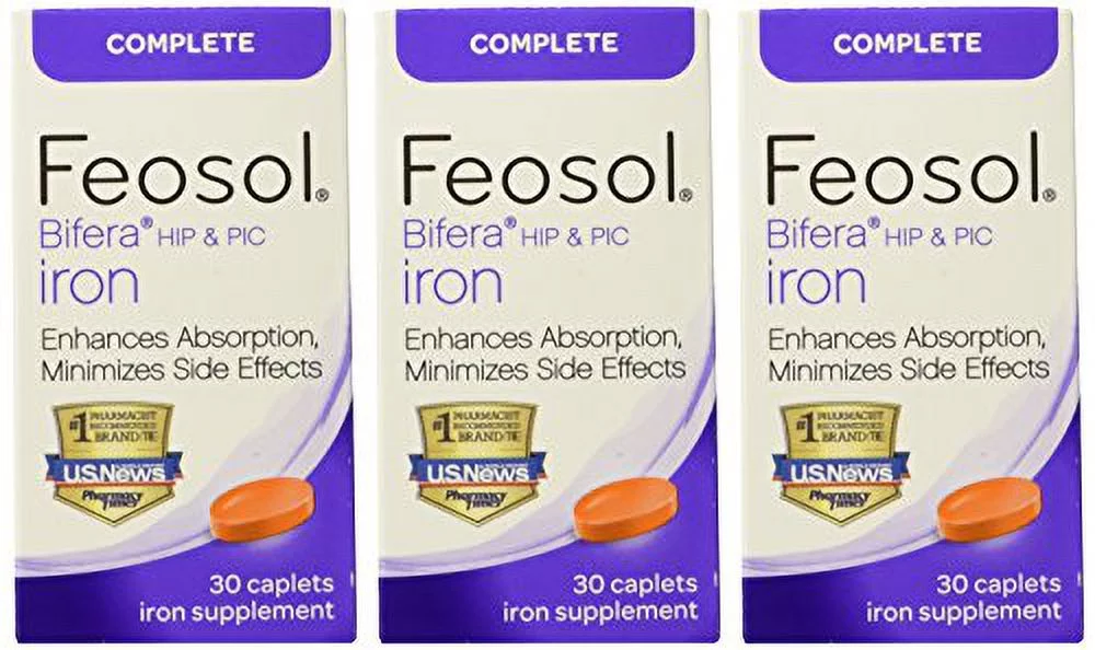 Feosol Complete with Bifera Iron 30 Caplets (3 Pack)