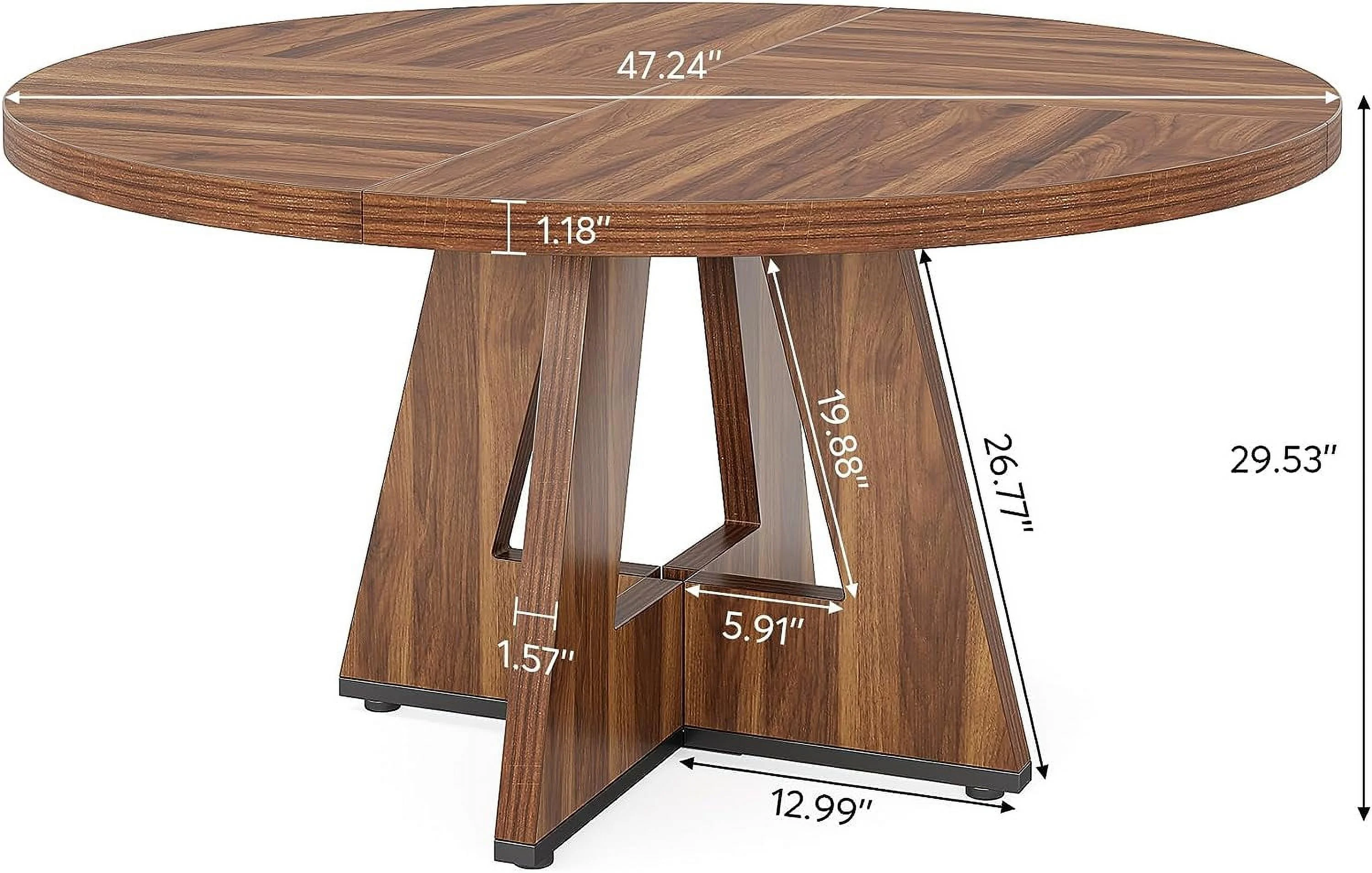 Round Dining Table for 4, 47 Inch Farmhouse Kitchen Table Small Dinner Table
