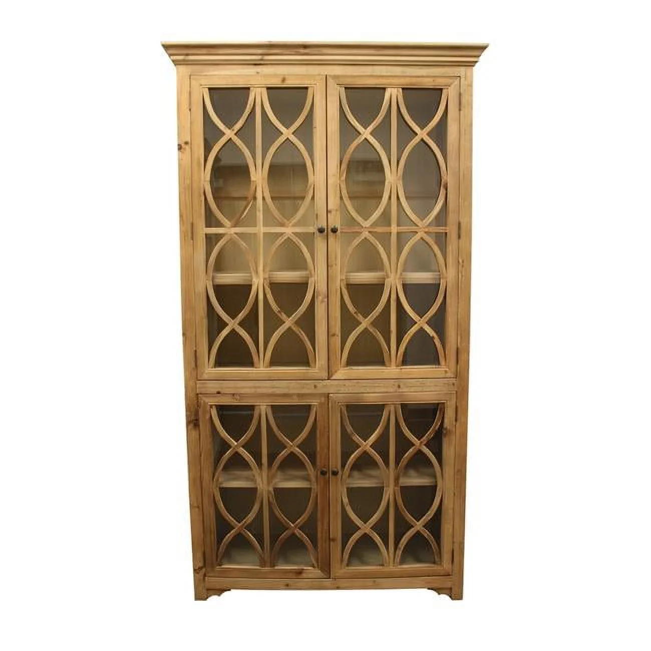 Manhattan Beach Ikki 4 Glass Door Solid Wood Cabinet in Natural