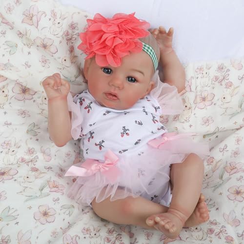 WOOROY Realistic Reborn Baby Dolls - 18 Inch Lifelike Newborn Baby Girl, Real Baby with Soft Weighted Body, Real Life Reborn Dolls Gift Set for Kids Age 3+