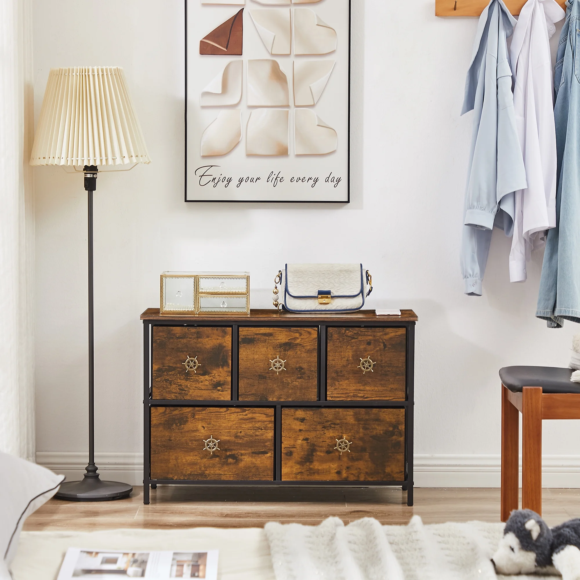 VECELO 5-Drawer Dresser for Bedroom Chest of Drawers Storage Dresser, 31.5