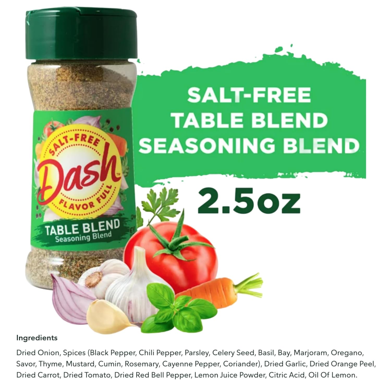 Salt Free Seasoning Variety Pack - Includes Mrs Dash Original, Mrs Dash Table Blend, Mrs Dash Garlic and Herb, Mrs Dash Onion and Herb Seasoning, 2.5 oz, with VenDesta Magnetic Clip