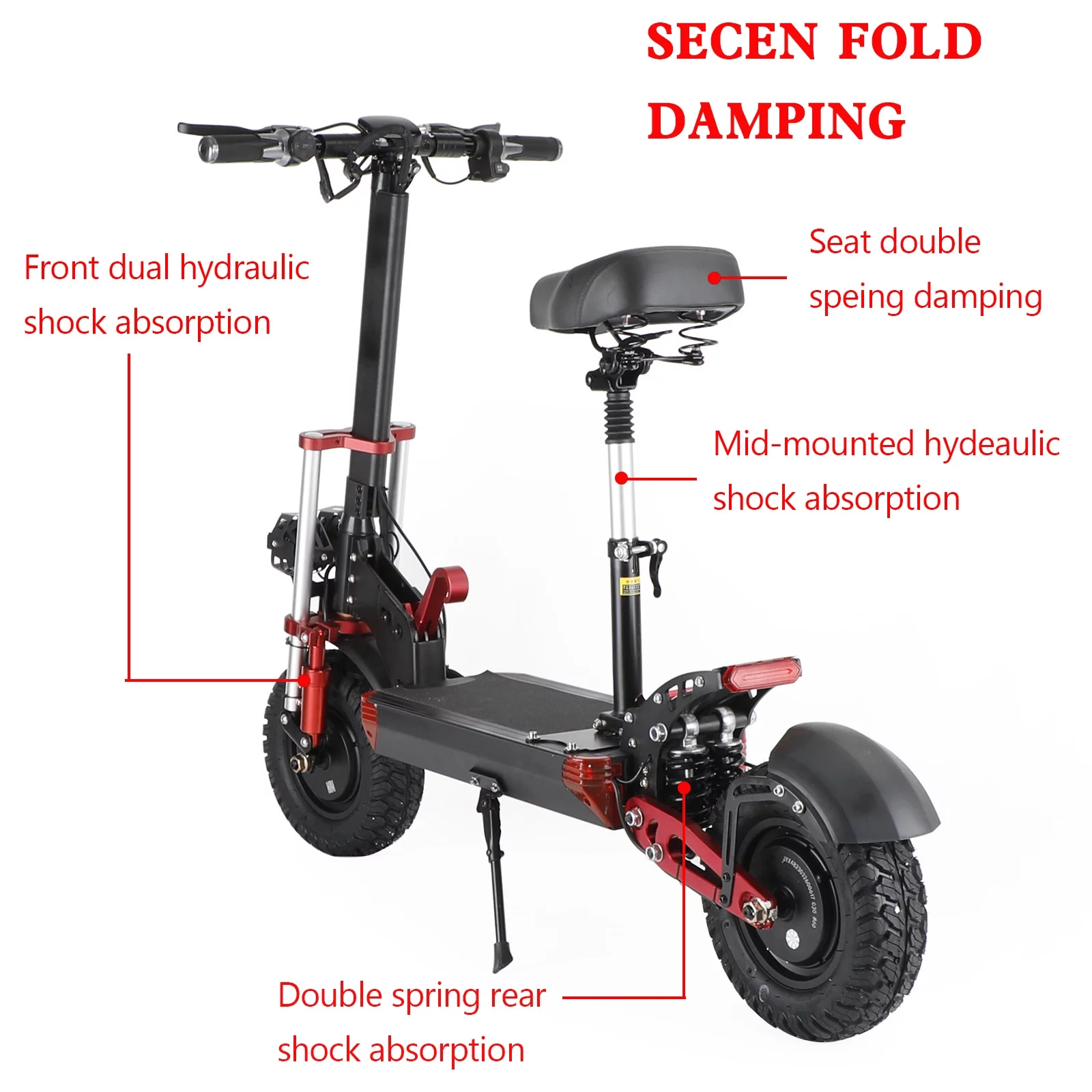 2000W 21ah off-road alloy electric scooter for adult，With large display screen, constant speed cruise Dual drive 12