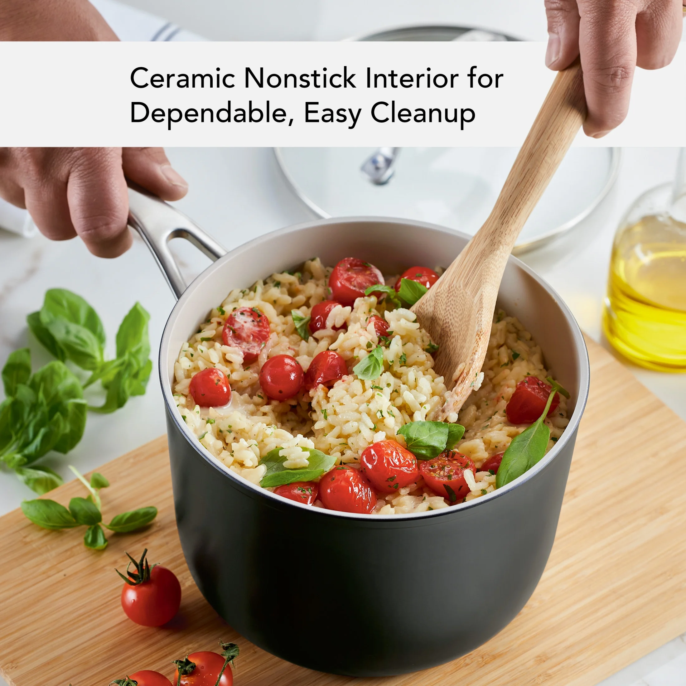 KitchenAid Hard Anodized Ceramic Nonstick Cookware Sauce Pan with Lid, 3qt, Matte Black