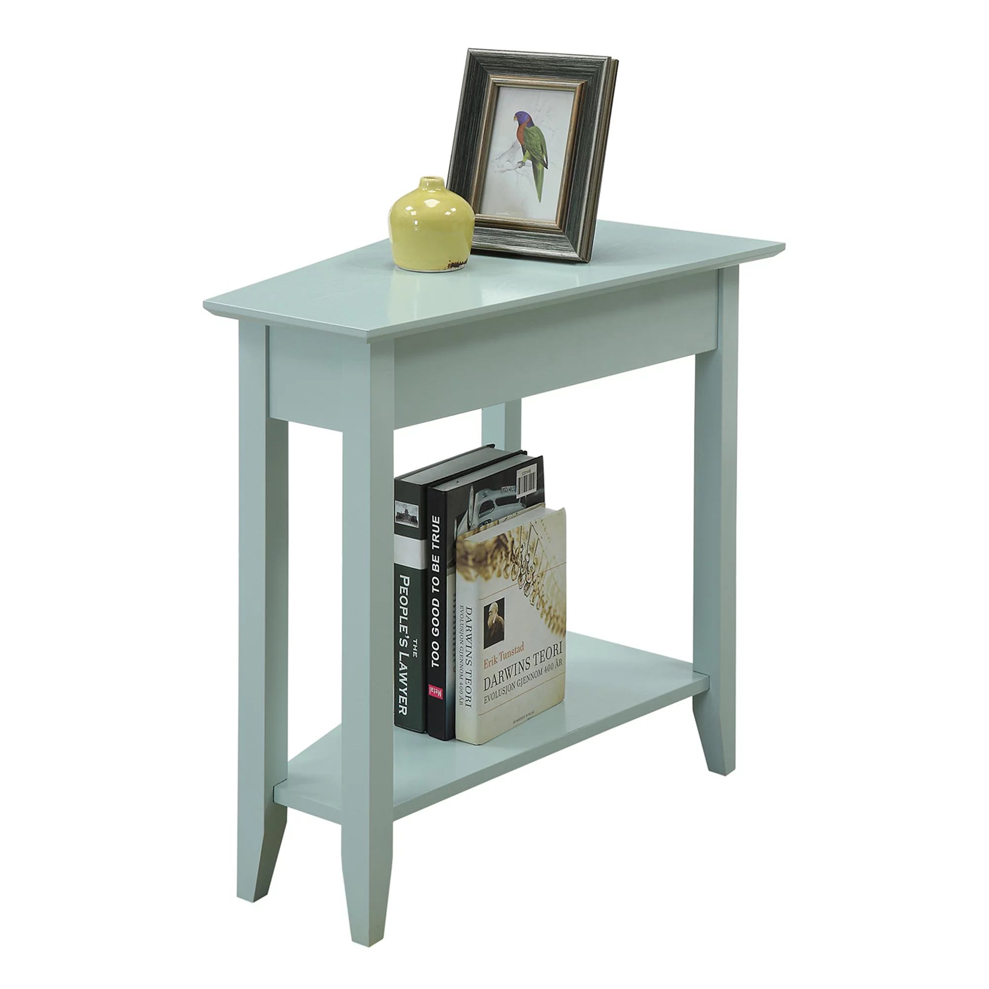Convenience Concepts American Heritage Wedge End Table with Shelf in Mint Green