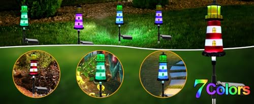 Lighthouse Solar Lights, 4 Pack Solar Outdoor Waterproof Lights, Perfect for Your Garden, Yard, Flower Bed, Patio, Sidewalk, Driveway or Any Other Place