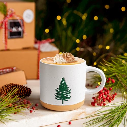 YHRJWN Christmas Mugs Set of 4-12Oz, Christmas Coffee Mugs With Xmas Tree Design, Holiday Gifts for Family, Friends, Dishwasher & Microwave Safe