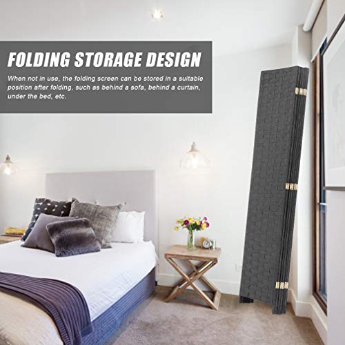 Wood Mesh Woven Design 4 Panel Folding Wooden Screen Room Divider