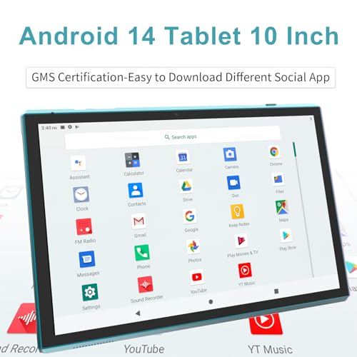 Tablet 10 Inch Android Tablet, 2 in 1 Tablets, Include Keyboard Mouse Case Stylus, 64GB ROM+8GB RAM 1TB expandable 2MP+8MP Dual cameras, 5G WIFI-6 Bluetooth 6000mAh Battery 10.1