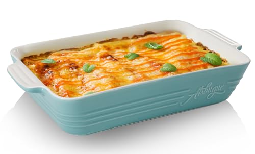 Lasagna Baking Dish Ceramic Baking Dish Casserole Dishes for Oven 9x13 Deep Baking Dish with Handles Deep and Large Capacity Baking Dish for Casseroles Lasagnas Roasted Vegetables Great Kitchen Gifts, White