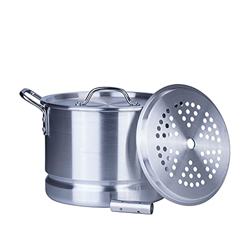 ARC 32 Quart Aluminum Tamale Steamer Pot, Crab Seafood Stock Pot w/Steamer Rack and Tube, Great for Water Bath Canning Pot, Rivet Handle, 8 Gal