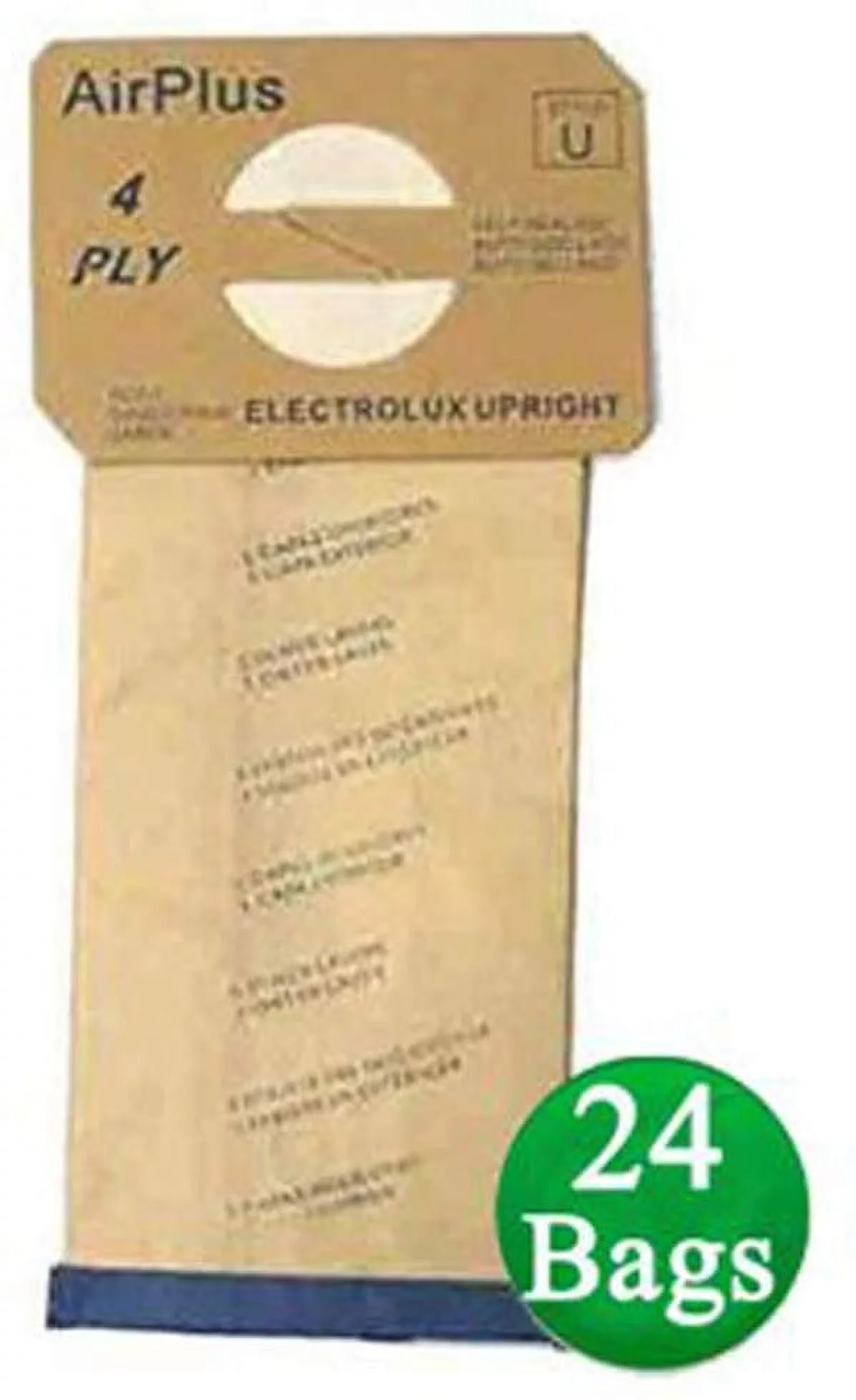 24 Electrolux 138FPC Upright Vacuum AirPlus 4 Ply Style Type U Bags