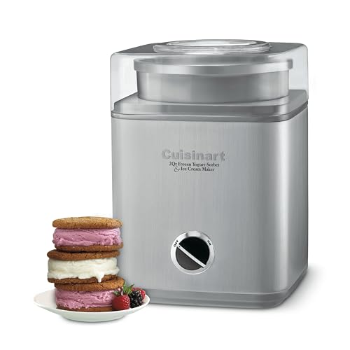 Cuisinart Ice Cream Maker Machine, 2-Quart Ice Cream, Sorbet and Frozen Yogurt Machine, Fully Automatic Double-Insulated Freezer Bowl Makes Frozen Desserts in Under 30 Minutes, ICE30BCP1, Silver