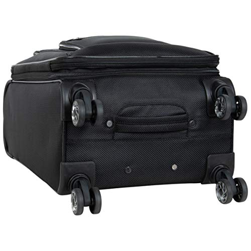 Kenneth Cole REACTION Rugged Roamer Lightweight Softside Expandable 8-Wheel Spinner Luggage, Black, 20-Inch Carry-On