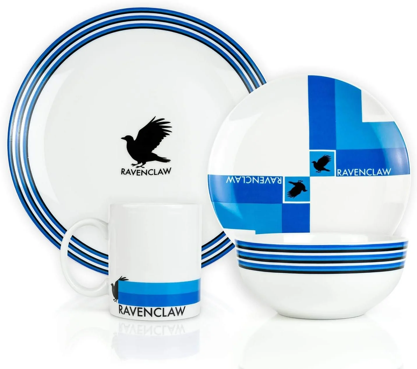 Ravenclaw 16 Piece Porcelain Dinnerware Set For 4 - Includes 4 Dinner Plates, 4 Salad Plates, 4 Bowls And 4 Mugs